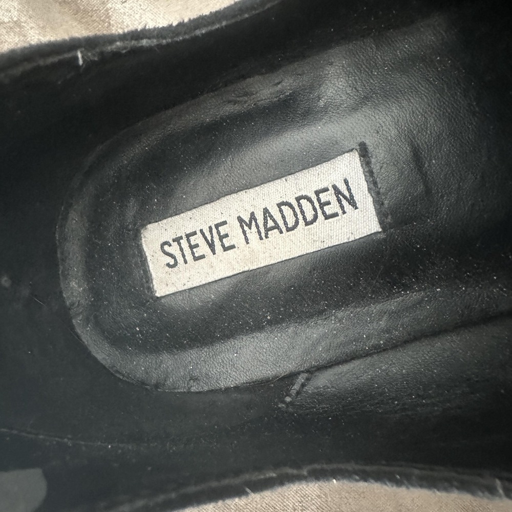 Steve Madden Boots Womens Size 11 Black Leather Norelle Ankle Booties Block Heel - Picture 14 of 16